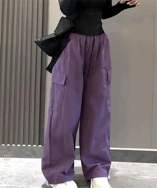 FREE STYLISTS(フリー スタイリスト)の「ゆっかたりサイズワイドカッゴパンツ(カーゴパンツ・レディース・パープル/グレー/ピンク/ブラック/ネイビー・S/M/XL/L/2XL)」の14枚目の写真