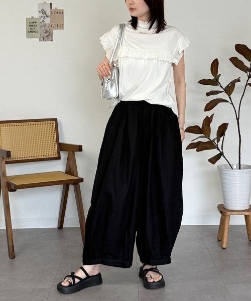 RCD(アールシーディー)の「綿麻キュロットピエロパンツ(その他パンツ・レディース・ベージュ/ブラック/チャコールグレー・L/M/3L/LL/4L)」の9枚目の写真