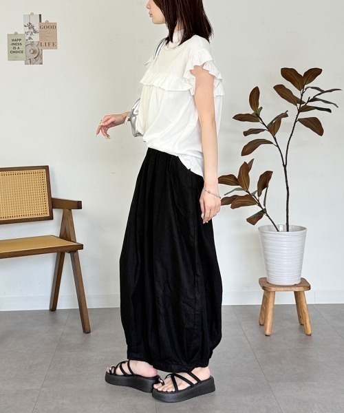 RCD(アールシーディー)の「綿麻キュロットピエロパンツ(その他パンツ・レディース・ベージュ/ブラック/チャコールグレー・L/M/3L/LL/4L)」の10枚目の写真