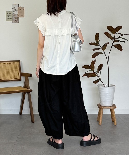 RCD(アールシーディー)の「綿麻キュロットピエロパンツ(その他パンツ・レディース・ベージュ/ブラック/チャコールグレー・L/M/3L/LL/4L)」の11枚目の写真