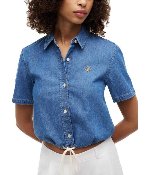 TOMMY HILFIGER（トミーヒルフィガー）の「ボクシータイショートスリーブシャツ（シャツ/ブラウス・レディース・インディゴブルー・SMALL/MEDIUM/LARGE）」の2枚目の写真