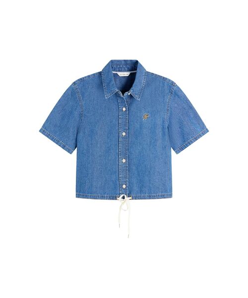 TOMMY HILFIGER（トミーヒルフィガー）の「ボクシータイショートスリーブシャツ（シャツ/ブラウス・レディース・インディゴブルー・SMALL/MEDIUM/LARGE）」の4枚目の写真