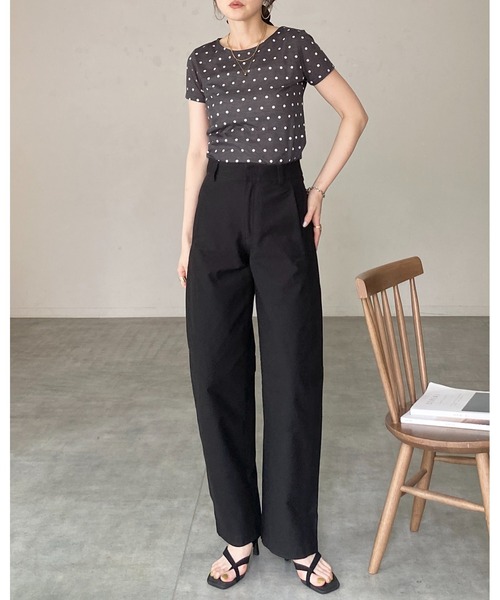 She's Closet(シーズクローゼット)の「ドット柄 半袖 コンパクト ショート丈 シアーTシャツ トップス(Tシャツ/カットソー・レディース・ブラック/グレー/ブラウン/オフホワイト・FREE)」の19枚目の写真