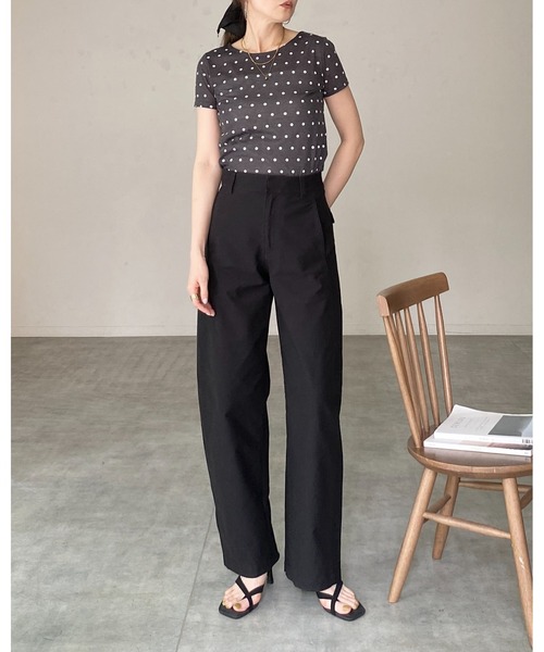 She's Closet(シーズクローゼット)の「ドット柄 半袖 コンパクト ショート丈 シアーTシャツ トップス(Tシャツ/カットソー・レディース・ブラック/グレー/ブラウン/オフホワイト・FREE)」の18枚目の写真