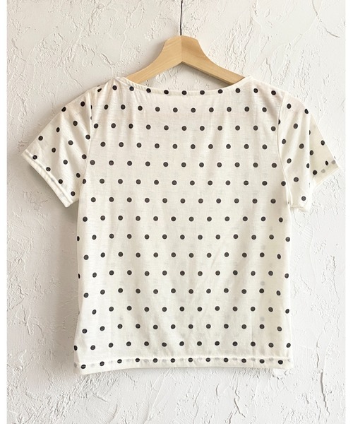 She's Closet(シーズクローゼット)の「ドット柄 半袖 コンパクト ショート丈 シアーTシャツ トップス(Tシャツ/カットソー・レディース・ブラック/グレー/ブラウン/オフホワイト・FREE)」の12枚目の写真