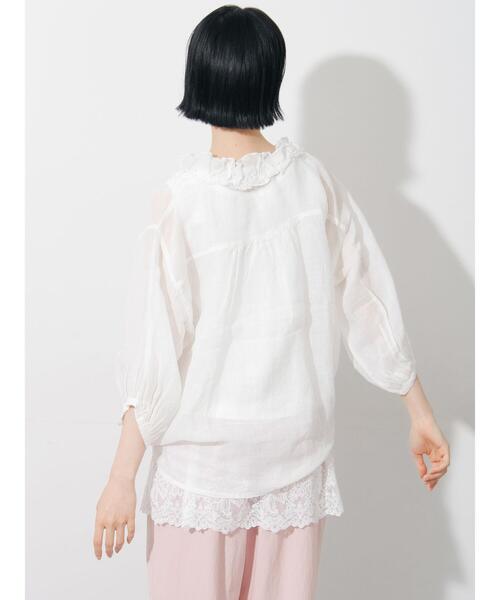Samansa Mos2（サマンサ モスモス）の「【接触冷感】裾チュールレースノースリーブ（Tシャツ/カットソー・レディース・ブラック/オフホワイト/キナリ・F）」の15枚目の写真