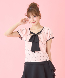 フロントリボンドット半袖Tシャツ