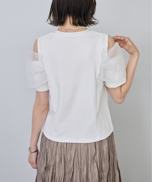 each(イーチ)の「オーガンジーリボンオフショルノースリーブTシャツ(Tシャツ/カットソー・レディース・ブラック/ホワイト・FREE)」の17枚目の写真