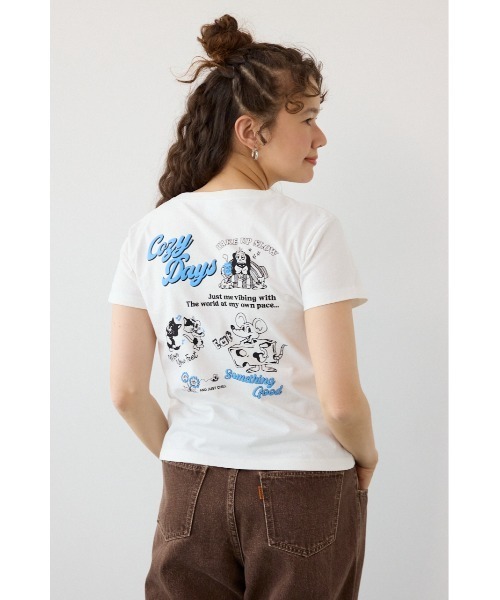 RODEO CROWNS WIDE BOWL（ロデオクラウンズワイドボウル）の「Doodle Cozy days Tシャツ（Tシャツ/カットソー・レディース・ブラック/オフホワイト/レッド・FREE）」の14枚目の写真