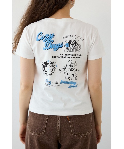 RODEO CROWNS WIDE BOWL（ロデオクラウンズワイドボウル）の「Doodle Cozy days Tシャツ（Tシャツ/カットソー・レディース・ブラック/オフホワイト/レッド・FREE）」の19枚目の写真
