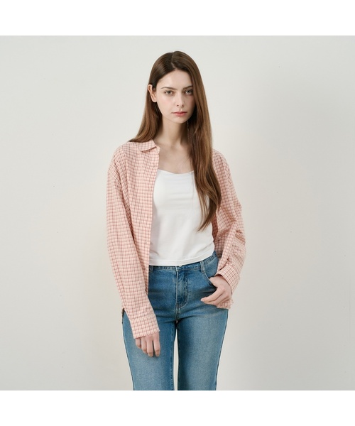 MIND BRIDGE WOMEN（マインドブリッジウーマン）の「[W]オーバーサイズフランネルチェックシャツ - 2カラー（シャツ/ブラウス・レディース・レッド/ライトベージュ・55/66）」の2枚目の写真