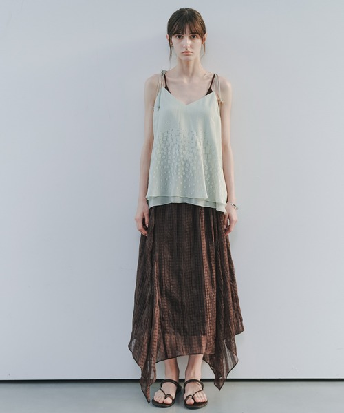 tageechita（タジチタ）の「【tageechita】フェザーライクジャカードアシンメトリースカート（スカート・レディース・ブラウン・S/L/M）」の13枚目の写真