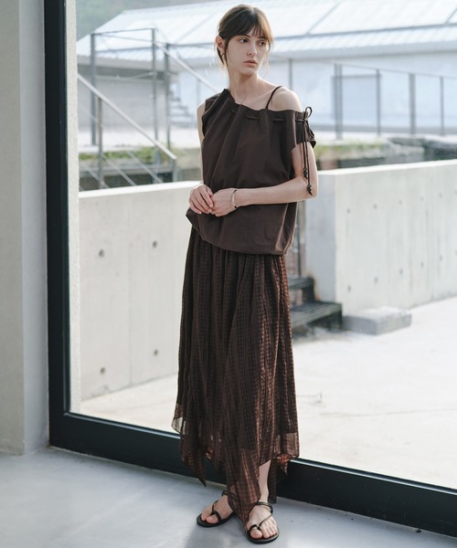tageechita（タジチタ）の「【tageechita】フェザーライクジャカードアシンメトリースカート（スカート・レディース・ブラウン・S/L/M）」の10枚目の写真