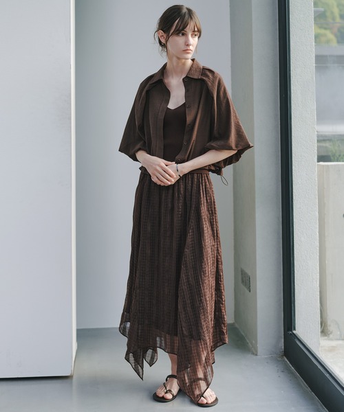 tageechita（タジチタ）の「【tageechita】フェザーライクジャカードアシンメトリースカート（スカート・レディース・ブラウン・S/L/M）」の11枚目の写真