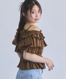 配色メローボリュームフリルオフショルＢＬ