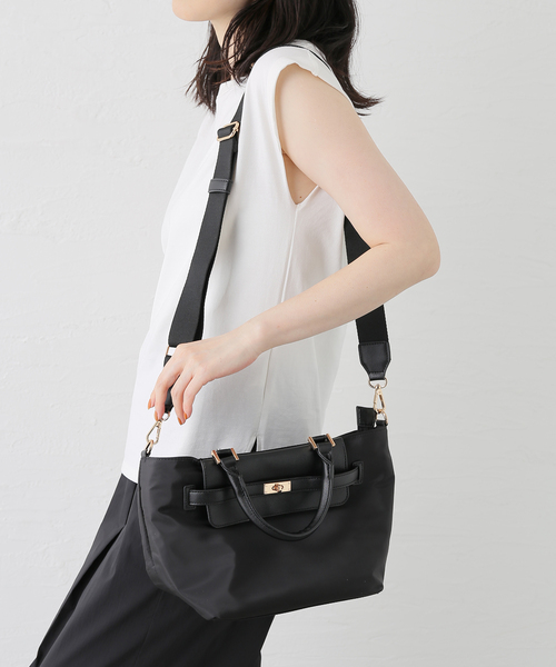 B.C STOCK(ベーセーストック)の「MIAN / ミアン ナイロンコンビ2WAYトートバッグ(トートバッグ・レディース・ブラック/ベージュ・FREE)」の16枚目の写真