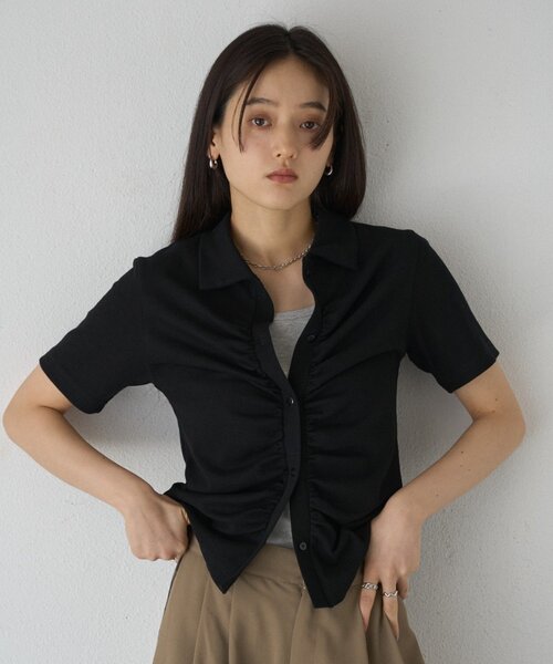 COLONY 2139（コロニートゥーワンスリーナイン）の「ギャザーカーディガン（Tシャツ/カットソー・レディース・グレー/ブラック/アイボリー・FREE）」の8枚目の写真