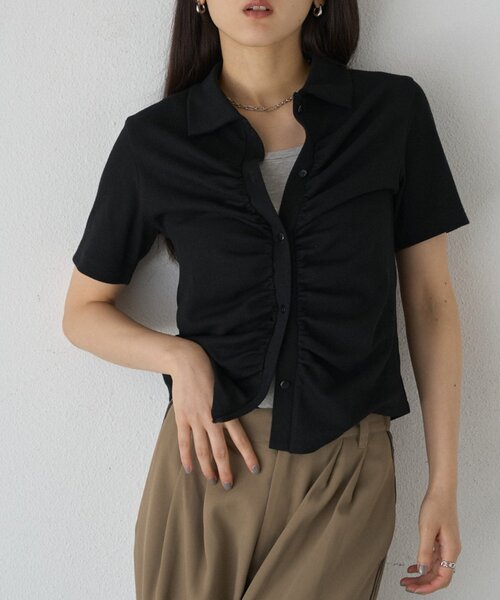 COLONY 2139（コロニートゥーワンスリーナイン）の「ギャザーカーディガン（Tシャツ/カットソー・レディース・グレー/ブラック/アイボリー・FREE）」の10枚目の写真