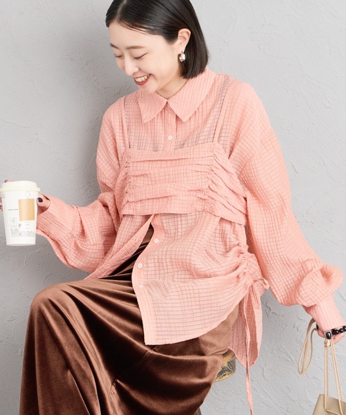 nenom（ネノム）の「[nenom/ネノム] マルチWAY ビスチェセットシャツブラウス（シャツ/ブラウス・レディース・マスタード/ピンク/オフホワイト/ブラック・F）」の4枚目の写真