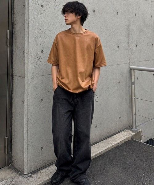 VIBGYOR(ヴィブジョー)の「【Bls】 【ZM】【Bling Leads】フェイクレザ- ドローストリングTEE(BL)(Tシャツ/カットソー・メンズ・ダークブラウン/ホワイト/ブラウン・LARGE/MEDIUM)」の4枚目の写真