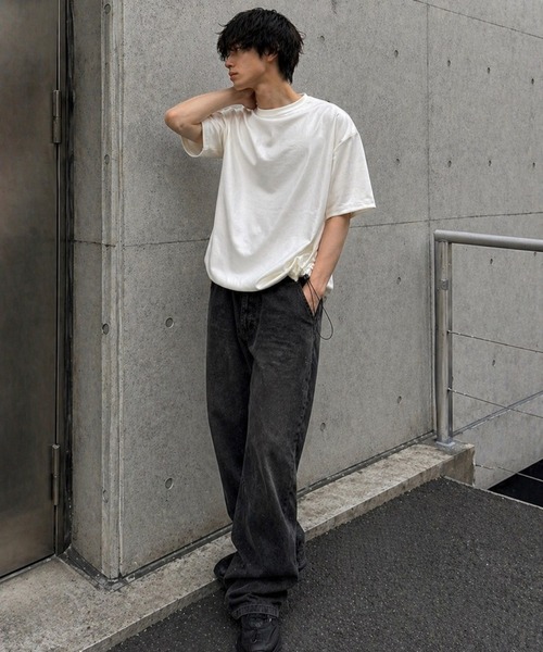 VIBGYOR(ヴィブジョー)の「【Bls】 【ZM】【Bling Leads】フェイクレザ- ドローストリングTEE(BL)(Tシャツ/カットソー・メンズ・ダークブラウン/ホワイト/ブラウン・LARGE/MEDIUM)」の6枚目の写真