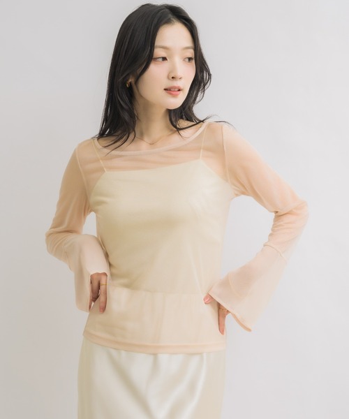 NEUNA（ヌナ）の「フレアスリーブボートネックシアートップス（Tシャツ/カットソー・レディース・グレー/ブラック/アイボリー・FREE）」の18枚目の写真
