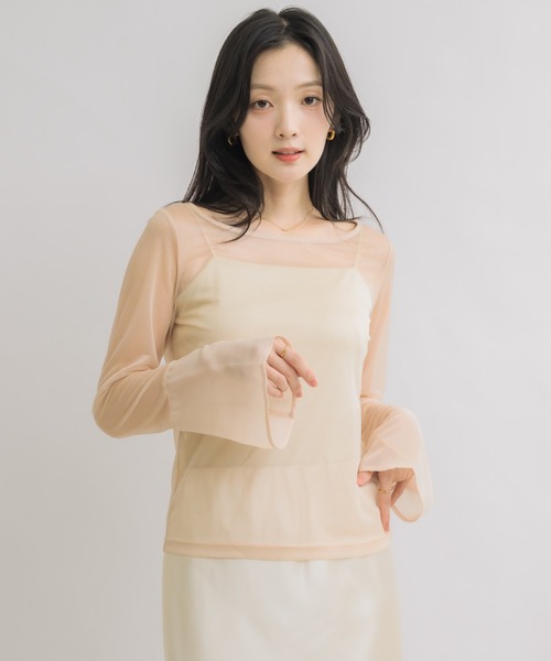 NEUNA（ヌナ）の「フレアスリーブボートネックシアートップス（Tシャツ/カットソー・レディース・グレー/ブラック/アイボリー・FREE）」の19枚目の写真