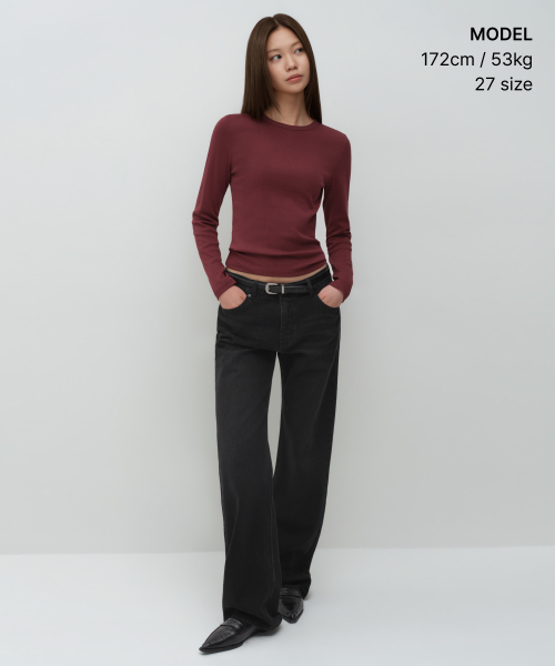 MUSINSA STANDARD WOMAN（ムシンサスタンダードウーマン）の「ウィメンズエッセンシャルルーズストレートデニムパンツ[ウォッシュドブラック]（デニムパンツ・レディース・その他・24/25/26/27/28/29/30/23/32）」の2枚目の写真