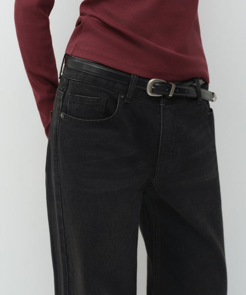 MUSINSA STANDARD WOMAN（ムシンサスタンダードウーマン）の「ウィメンズエッセンシャルルーズストレートデニムパンツ[ウォッシュドブラック]（デニムパンツ・レディース・その他・24/25/26/27/28/29/30/23/32）」の5枚目の写真