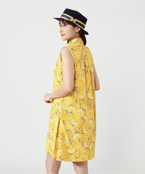 PEARLY GATES(パーリーゲイツ)の「【PEARLY GATES】PGバティック柄リネンライクサッカースリーブレスワンピース(ワンピース・レディース・ダークブルー/イエロー系その他・MEDIUM/SMALL)」の7枚目の写真