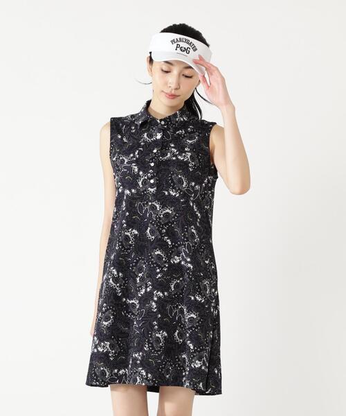 PEARLY GATES(パーリーゲイツ)の「【PEARLY GATES】PGバティック柄リネンライクサッカースリーブレスワンピース(ワンピース・レディース・ダークブルー/イエロー系その他・MEDIUM/SMALL)」の10枚目の写真