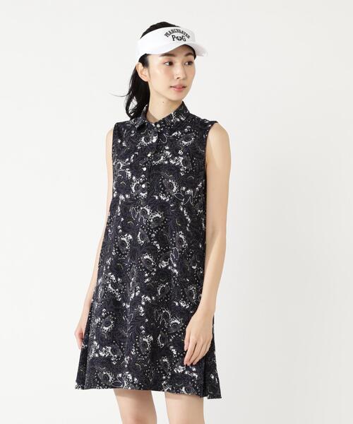 PEARLY GATES(パーリーゲイツ)の「【PEARLY GATES】PGバティック柄リネンライクサッカースリーブレスワンピース(ワンピース・レディース・ダークブルー/イエロー系その他・MEDIUM/SMALL)」の11枚目の写真
