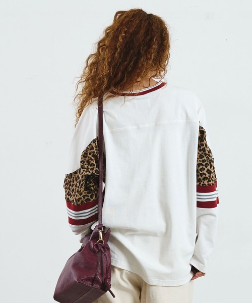 ROSE BUD(ローズバッド)の「OKIRAKU×ROSEBUD/LEOPARD PANEL FOOTBALL TOP(Tシャツ/カットソー・レディース・ブラック/オフホワイト・ONE SIZE)」の15枚目の写真