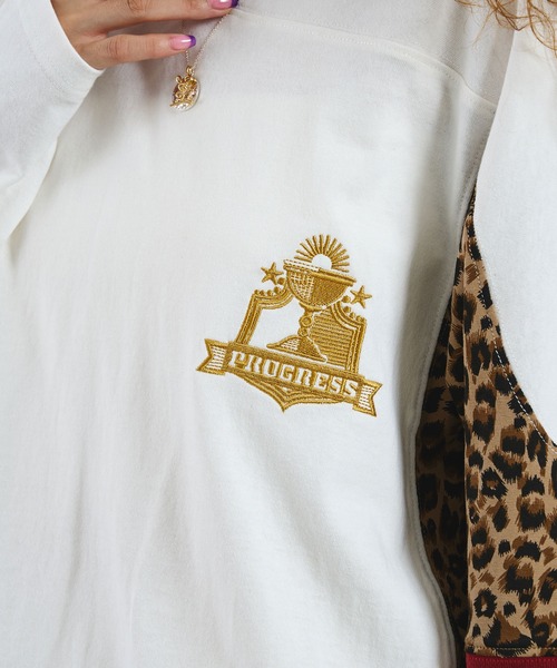 ROSE BUD(ローズバッド)の「OKIRAKU×ROSEBUD/LEOPARD PANEL FOOTBALL TOP(Tシャツ/カットソー・レディース・ブラック/オフホワイト・ONE SIZE)」の19枚目の写真