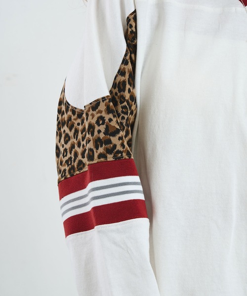 ROSE BUD(ローズバッド)の「OKIRAKU×ROSEBUD/LEOPARD PANEL FOOTBALL TOP(Tシャツ/カットソー・レディース・ブラック/オフホワイト・ONE SIZE)」の20枚目の写真