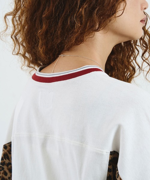 ROSE BUD(ローズバッド)の「OKIRAKU×ROSEBUD/LEOPARD PANEL FOOTBALL TOP(Tシャツ/カットソー・レディース・ブラック/オフホワイト・ONE SIZE)」の21枚目の写真