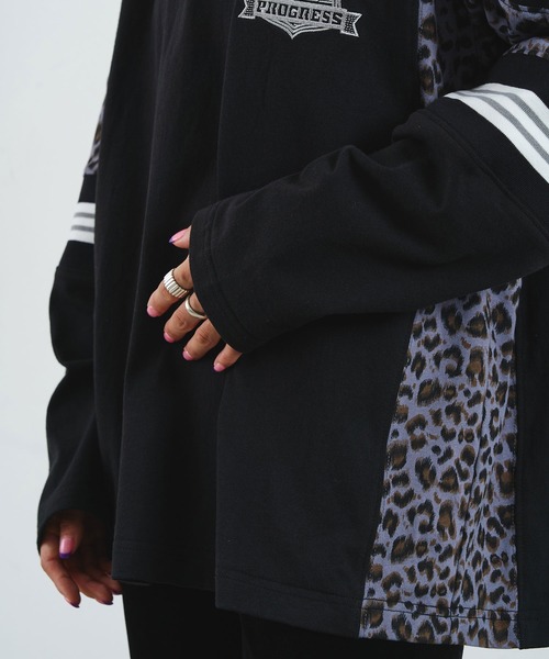 ROSE BUD(ローズバッド)の「OKIRAKU×ROSEBUD/LEOPARD PANEL FOOTBALL TOP(Tシャツ/カットソー・レディース・ブラック/オフホワイト・ONE SIZE)」の9枚目の写真