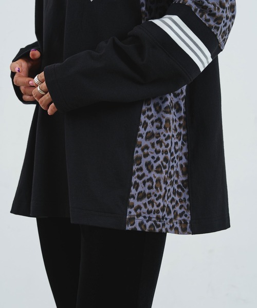 ROSE BUD(ローズバッド)の「OKIRAKU×ROSEBUD/LEOPARD PANEL FOOTBALL TOP(Tシャツ/カットソー・レディース・ブラック/オフホワイト・ONE SIZE)」の10枚目の写真