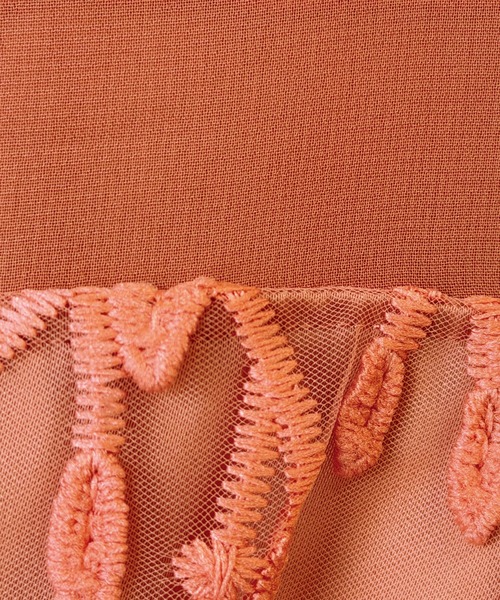 LAVEANGE（ラビアンジェ）の「チュール刺繍切替ワンピース｜ロング丈/オケージョン/結婚式/二次会/お呼ばれ（ワンピース・レディース・オレンジ/ブラック・M/LL/3L/4L/5L）」の14枚目の写真