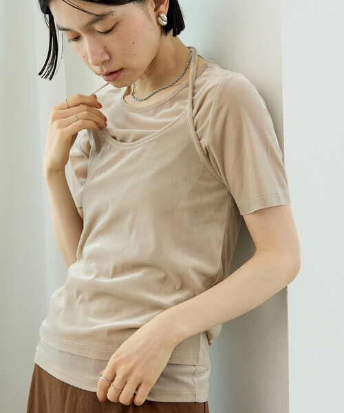 FREAK'S STORE(フリークスストア)の「シアーベロアTシャツセット/シアーTシャツ(Tシャツ/カットソー・レディース・ブラック/コーラルピンク/ナチュラル・フリ-)」の1枚目の写真