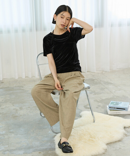 FREAK'S STORE(フリークスストア)の「シアーベロアTシャツセット/シアーTシャツ(Tシャツ/カットソー・レディース・ブラック/コーラルピンク/ナチュラル・フリ-)」の4枚目の写真