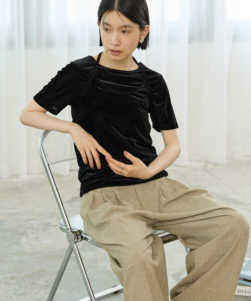 FREAK'S STORE(フリークスストア)の「シアーベロアTシャツセット/シアーTシャツ(Tシャツ/カットソー・レディース・ブラック/コーラルピンク/ナチュラル・フリ-)」の6枚目の写真