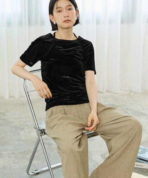 FREAK'S STORE(フリークスストア)の「シアーベロアTシャツセット/シアーTシャツ(Tシャツ/カットソー・レディース・ブラック/コーラルピンク/ナチュラル・フリ-)」の7枚目の写真