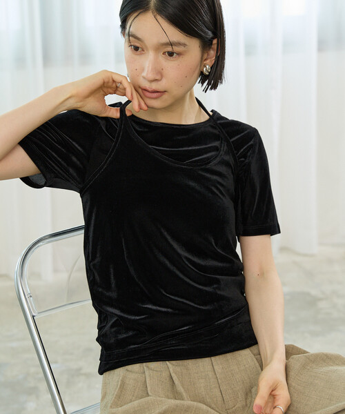 FREAK'S STORE(フリークスストア)の「シアーベロアTシャツセット/シアーTシャツ(Tシャツ/カットソー・レディース・ブラック/コーラルピンク/ナチュラル・フリ-)」の10枚目の写真
