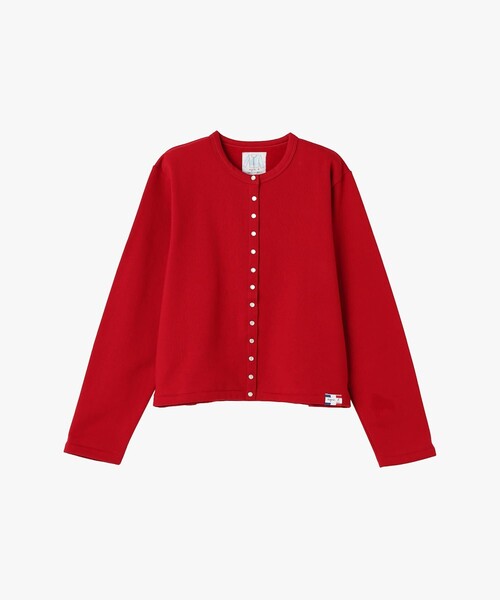 agnes b.(アニエスベー)の「オーガニックコットン メルトン 長袖 カーディガンプレッション "Le Classique"(カーディガン/ボレロ・レディース・レッド・1/2/3)」の1枚目の写真
