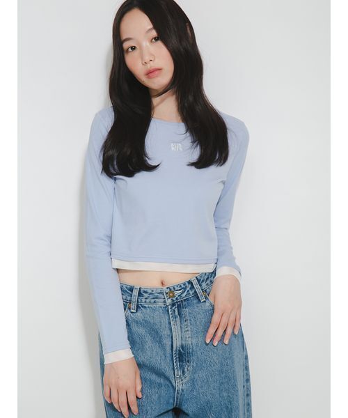 FURFUR(ファーファー)の「PlaX(TM)ロングスリーブカットトップス〈抗菌〉(Tシャツ/カットソー・レディース・サックスブルー/レッド/ホワイト/ネイビー・F)」の6枚目の写真