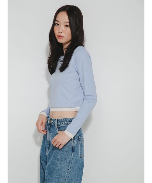 FURFUR(ファーファー)の「PlaX(TM)ロングスリーブカットトップス〈抗菌〉(Tシャツ/カットソー・レディース・サックスブルー/レッド/ホワイト/ネイビー・F)」の7枚目の写真