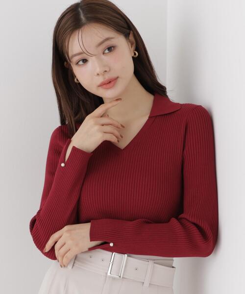 PROPORTION BODY DRESSING(プロポーションボディドレッシング)の「レディースキッパーリブニット / 1216270912(ニット/セーター・レディース・ブラック/ホワイト系その他/ボルドー・FREE)」の4枚目の写真