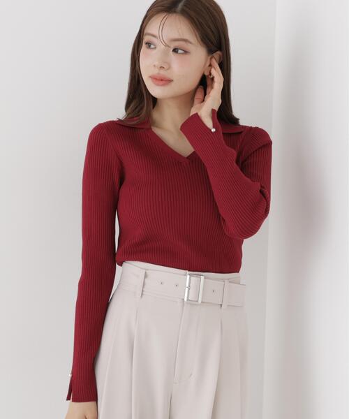 PROPORTION BODY DRESSING(プロポーションボディドレッシング)の「レディースキッパーリブニット / 1216270912(ニット/セーター・レディース・ブラック/ホワイト系その他/ボルドー・FREE)」の5枚目の写真