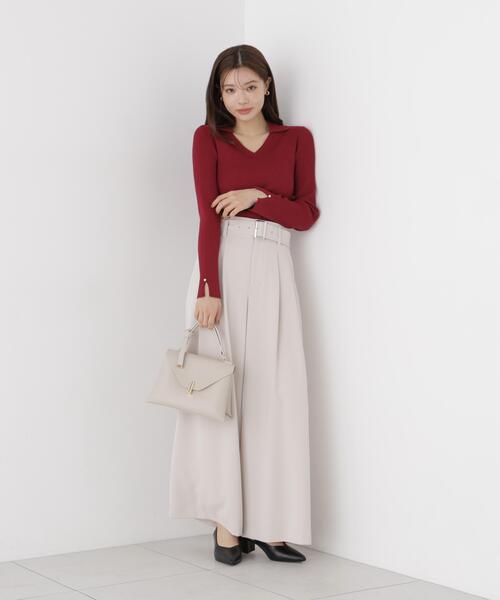 PROPORTION BODY DRESSING(プロポーションボディドレッシング)の「レディースキッパーリブニット / 1216270912(ニット/セーター・レディース・ブラック/ホワイト系その他/ボルドー・FREE)」の6枚目の写真